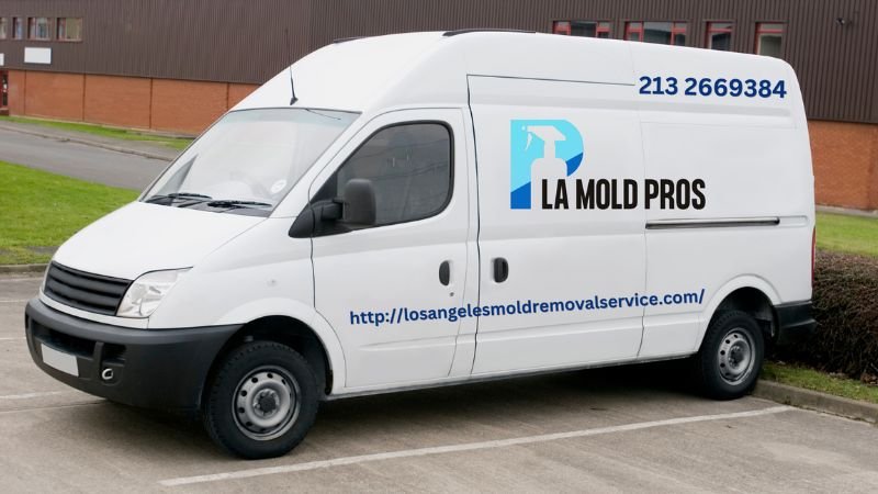 A van displaying the words "Mold Pro's," representing a mold removal service in Los Angeles, CA.