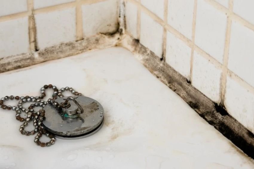 A bathtub with a chain hanging from the wall, representing a bathroom mold removal service in Los Angeles, CA.